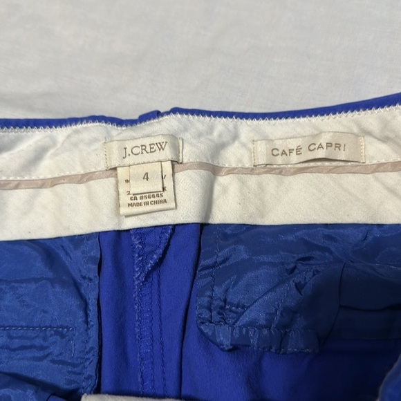J. CREW Blue Cafe Capri Cotton Pants Size 4 - Picture 3 of 5